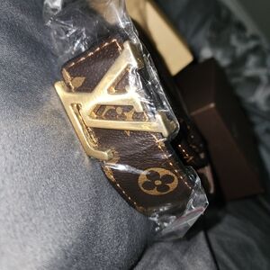 Louis Vuitton Monogram Belt with Gold Buckle